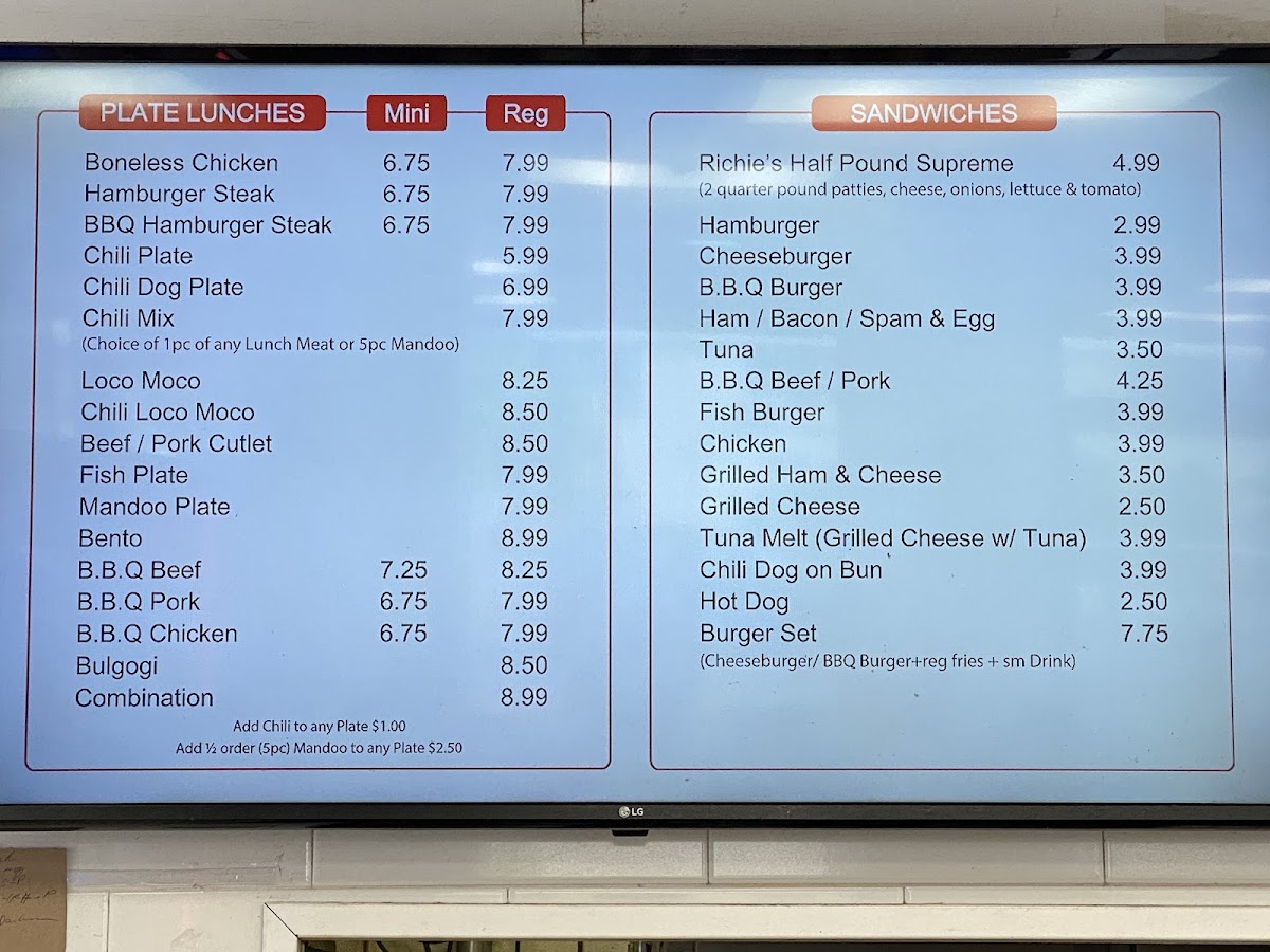 Richie's Drive Inn Menu - Image 3